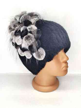 Меховая шапка женская водопад Rex Кристина Черный Харьков