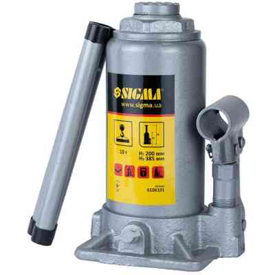 Домкрат Sigma гидравлический бутылочный 10т H 200-385мм (6106101) Винница