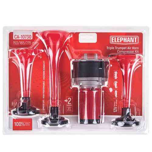 Сигнал воздушный CA-10730 Elephant, 3 пластмассовых трубы, красный, 12V, 2 режима, длина 165mm, 200mm, 215mm Харьков