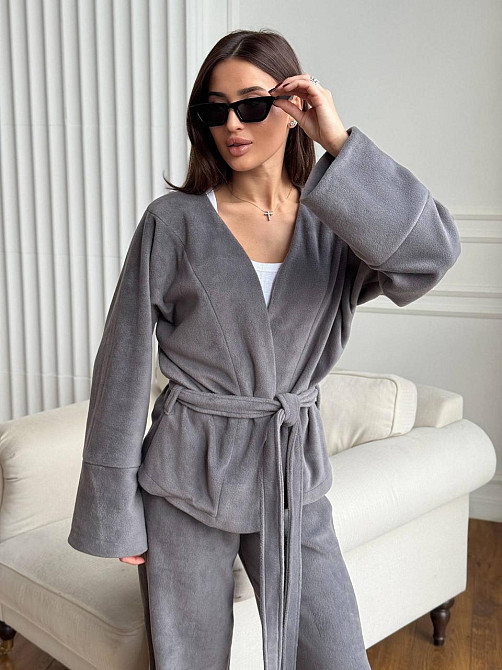 Жіночий костюм із двостороннього турецького флісу Сірий 48/52 Харків - фото 4