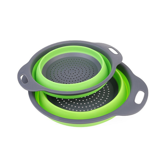 Силіконовий складний друшляк COLLAPSIBLE FILTER BASKETS з ручками, зручний для кухні та зберігання Одеса - фото 6
