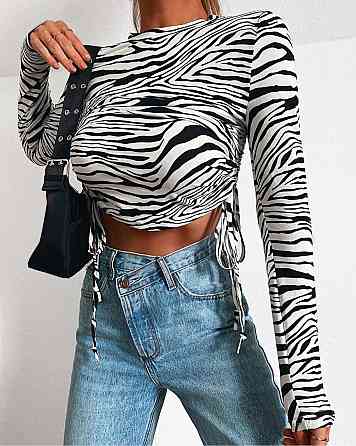 Жіночий зебровий топ з довгим рукавом з турецької віскози Одеса