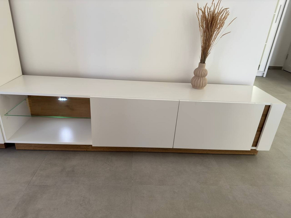 Тумба під телевізор Perfect Home Арко / Arco 2-дверна 2D/187 Білий глянець/дуб грандсон (PFH-091037) Дніпро - фото 6