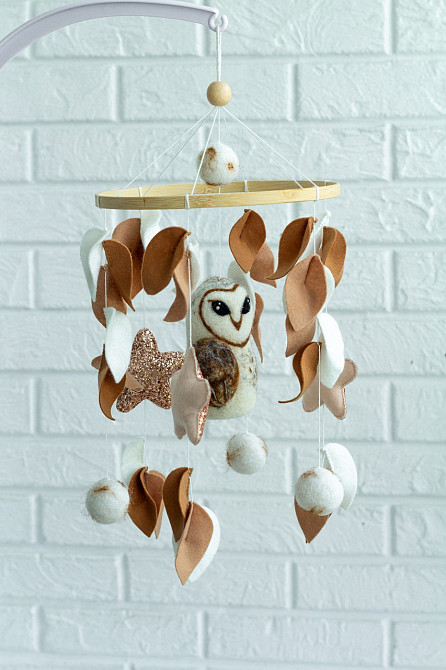 Дитячий музичний мобіль на ліжечко для немовлят WooolyWool «Сова» з 35 мелодіями Київ - фото 8