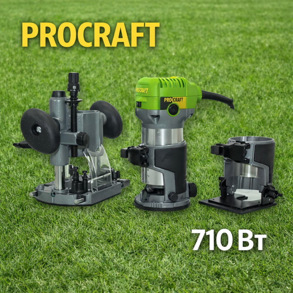 Ручний фрезер для дерева Procraft POB-980 ручний фрезер з трьома насадками 710 Вт, глибина 50 мм з точним регулюванням Львів - фото 1