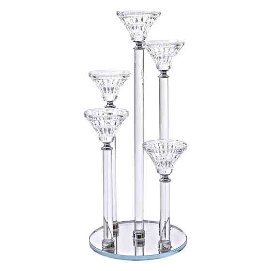 Підсвічник скляний на 5 свічок 16×37.5 см підсвічник декоративний прозорий на ніжці HP-4-18 Київ