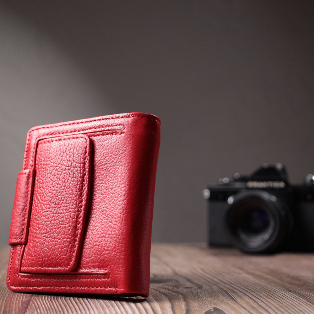 Яскравий гаманець для жінок із кишенею для монет із натуральної шкіри ST Leather 22726 Червоний Київ - фото 2