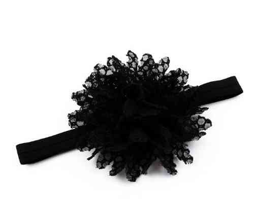 Пов'язка на голову дитяча з квіткою 40-50 см чорний Київ