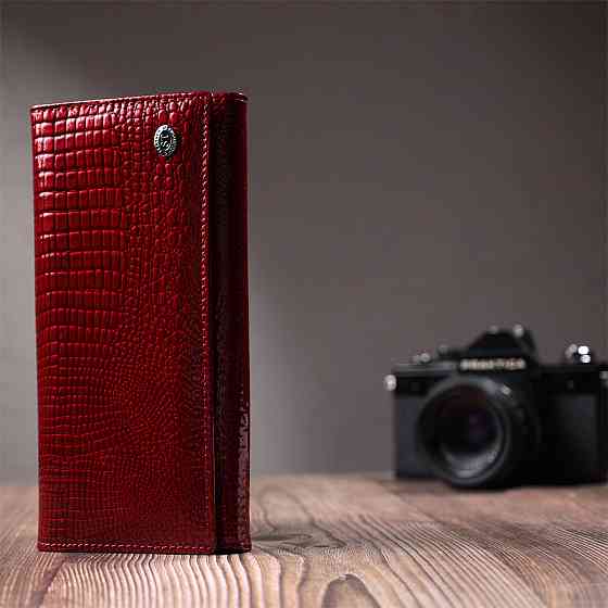 Гаманець для жінок із натуральної лакованої шкіри ST Leather 22680 Червоний Київ