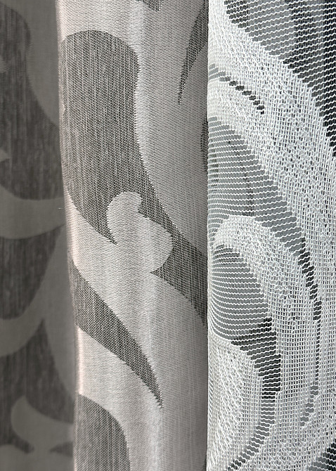 Комплект штор VR-Textil Жакард Вензель 150х270 2шт і Тюль 500х270 293ш-1147т Сірий з білим 71-098/4 Київ - фото 5