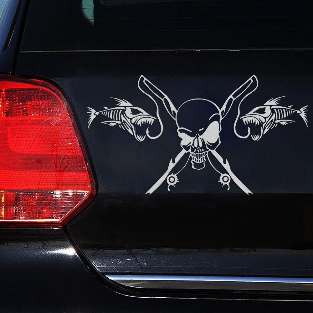 Наклейка на авто Рибальський череп Чорна, Біла Київ - фото 3