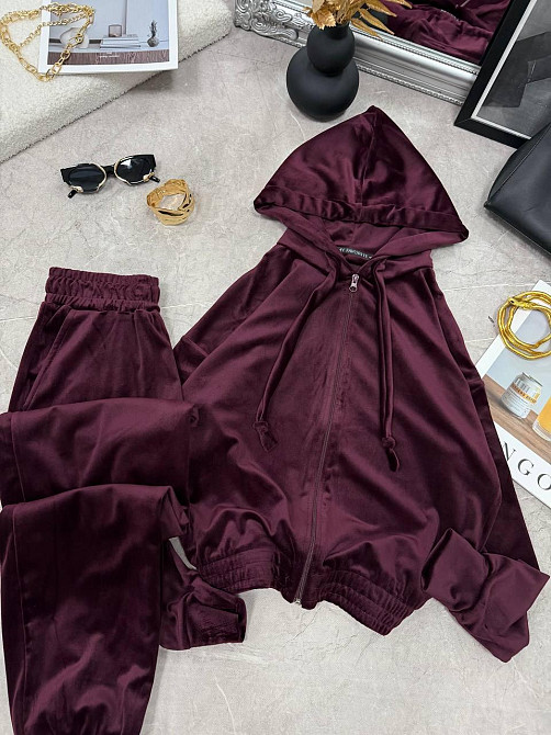 Женский повседневный велюровый костюм двойка: кофта и штаны Марсала, 46/48 Одесса - изображение 6