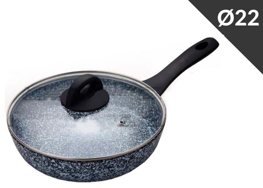 Сковорода с крышкой Гранитное покрытие 22 см, для всех видов плит, турбо-индукционное дно EB-3437 Одесса - изображение 4