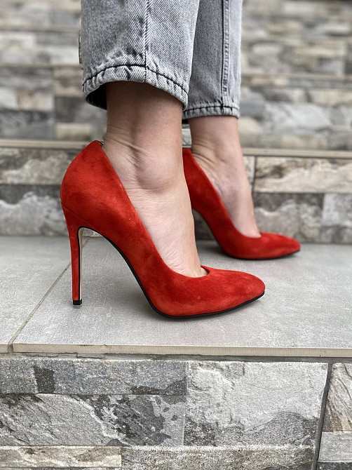 Туфлі жіночі M-LUX червоні натуральна замша каблук 10.5 см 38 р. (91020) Коломия - фото 7