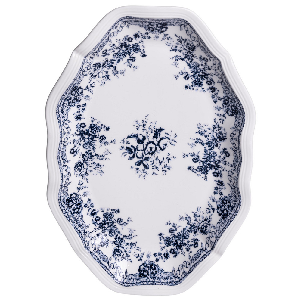 Столовий набір посуду тарілок і чашок 32 предмети на 6 персон Vintage Elegant порцеляновий, обідній столовий сервіз тарілок Синій Київ - фото 5