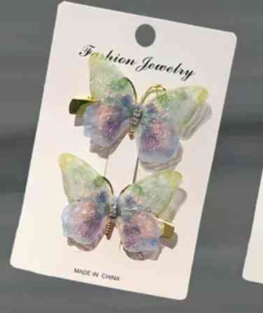 Комплект заколок "Метелики" 2 шт. синій з зеленим Сміла