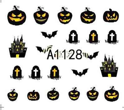 Наклейки на ногти Хэллоуин 5 на 6 см черно-желтый Киев