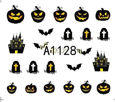 Наклейки на ногти Хэллоуин 5 на 6 см черно-желтый Киев - изображение 1