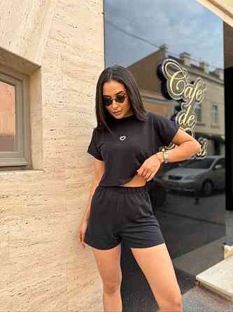 Трикотажний літній костюм шорти і футболка "Carter"| Норма і батал Чорний, 46-48 Київ