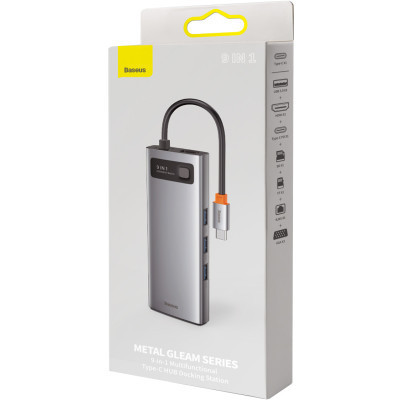 Концентратор Baseus USB3.1 Type-C to USB C(PD)100W/HDMI 4K 30Hz/VGA/USB3.2/RJ45/SD+TF,9in1 Grey (CAHUB-CU0G) Винница - изображение 3