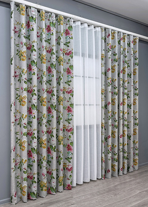 Комплект штор VR-Textil Лен Прованс 150х270 2шт и Тюль 400х270 2083ш-115т Разноцветный с белым 71-218/3 Киев - изображение 3