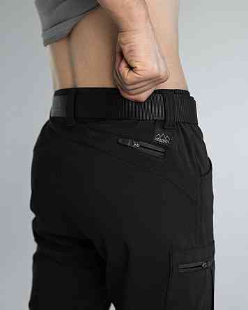 Штани-трансформери чоловічі чорні страйч-плащівка Pobedov Transformer 2.0. Мілітарі штани чоловічі Київ