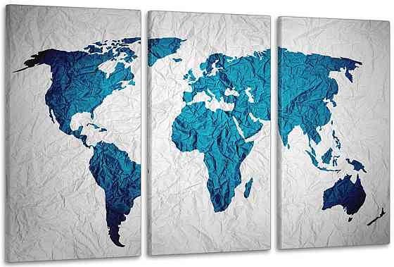 Модульна картина у вітальню/ спальню      Мапа світу      ART-043_3A 100х150 см Київ