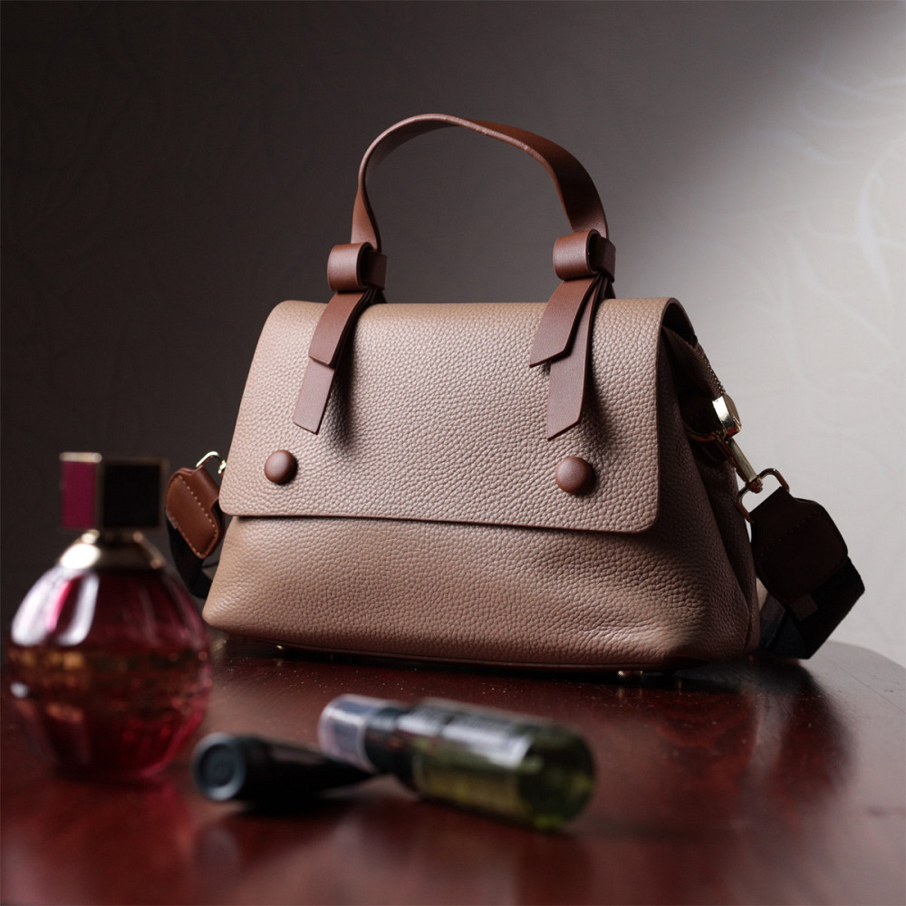 Ділова сумка для жінок з короткою ручкою з натуральної шкіри Vintage 22668 Коричнева Київ - фото 10