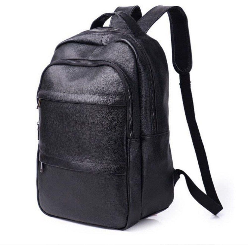 Повседневный мужской рюкзак из натуральной кожи черный современный портфель отличное качество Tiding Bag Киев - изображение 4