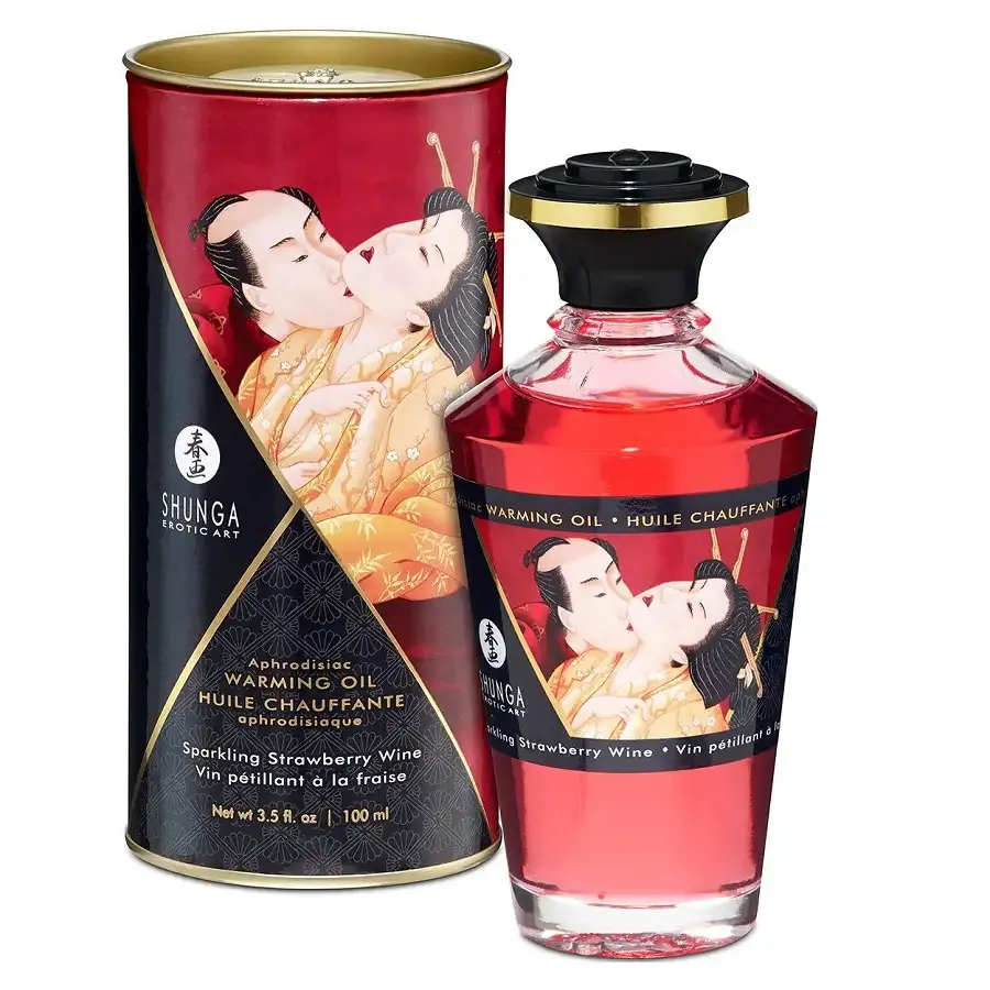 Розігрівальна олія Shunga Aphrodisiac Warming Oil – Sparkling Strawberry Wine (100 мл) без цукру Львів - фото 1