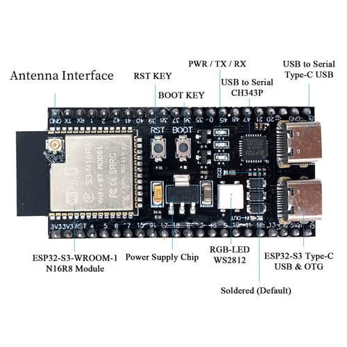 ESP32-S3 N16R8 44pin DevKitC-1 Wi-Fi Bluetooth с IPEX, плата разработчика Киев - изображение 2