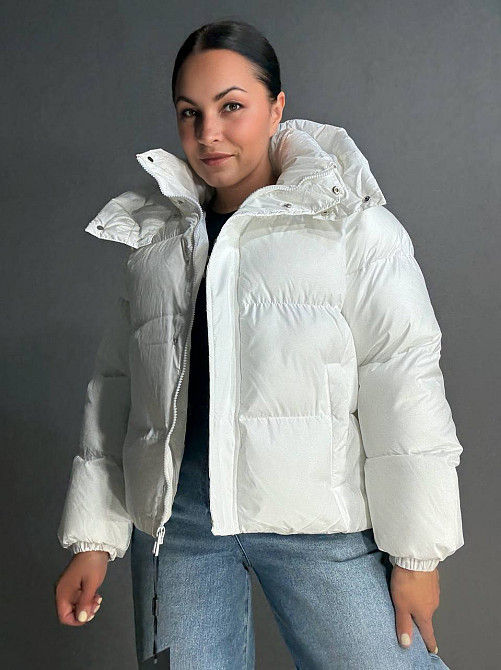 Куртка жіноча Lady Yep 10005 дута пуффер з капюшоном біла, білий, 42 Київ - фото 18