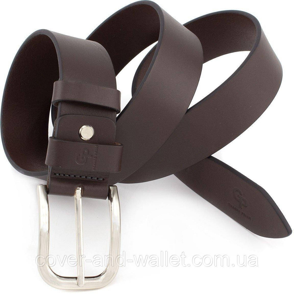Длинный широкий мужской ремень коричневого цвета из итальянской кожи (батал до 140 см) Grande Pelle Киев - изображение 5