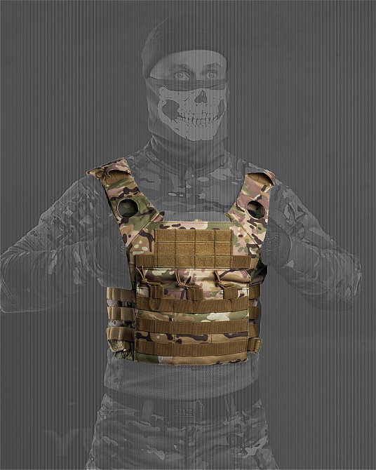 Плитоноска броник мультикам с подсумком на 3 магазина  для стандартных плит 25 на 30 см Одесса - изображение 2