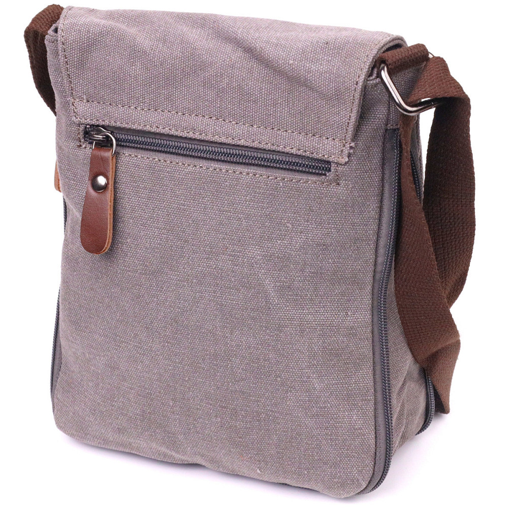 Практична вертикальна чоловіча сумка з текстилю Сіра (Vintage) Київ - фото 6