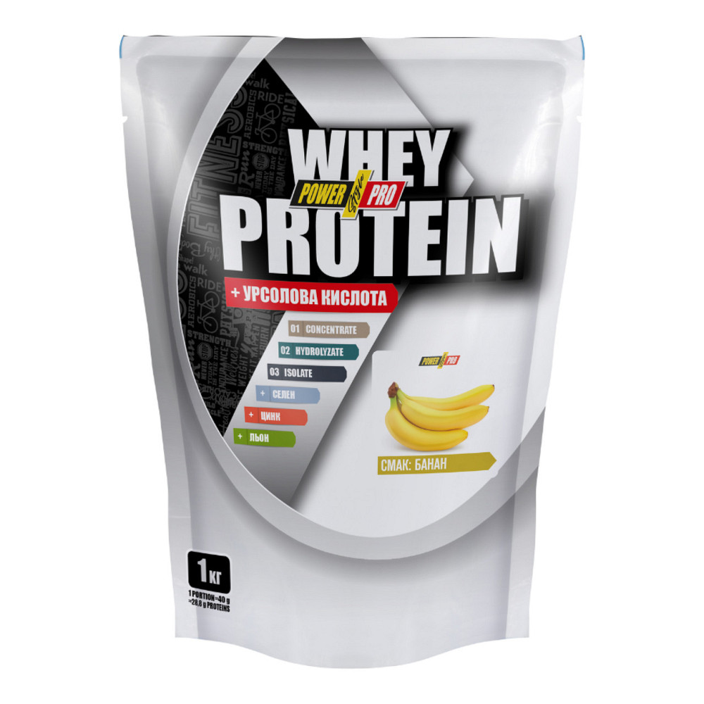 Сывороточный протеин Power Pro Whey Protein +урсоловая кислота 1 кг банановый Киев - изображение 3