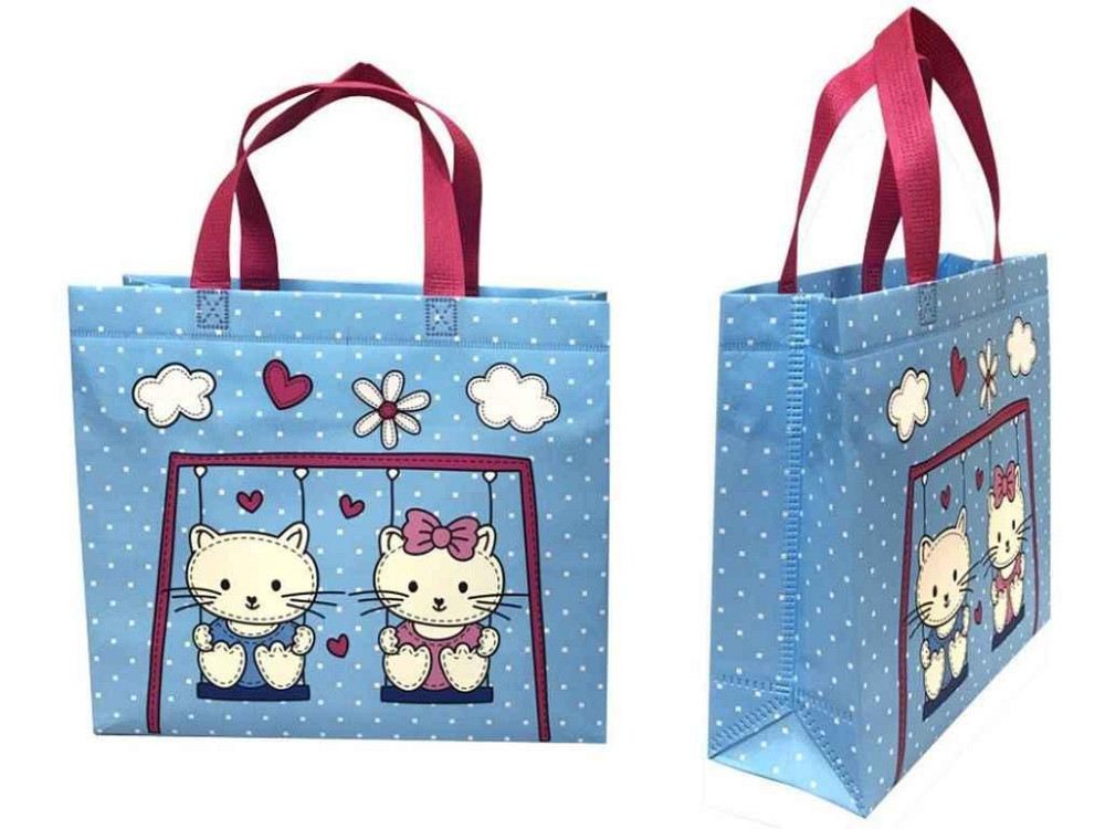 Еко сумка бокс з друком Ламінація Kitty із замком 320х270х100мм 400мм ТМ ECOBAG Київ - фото 1