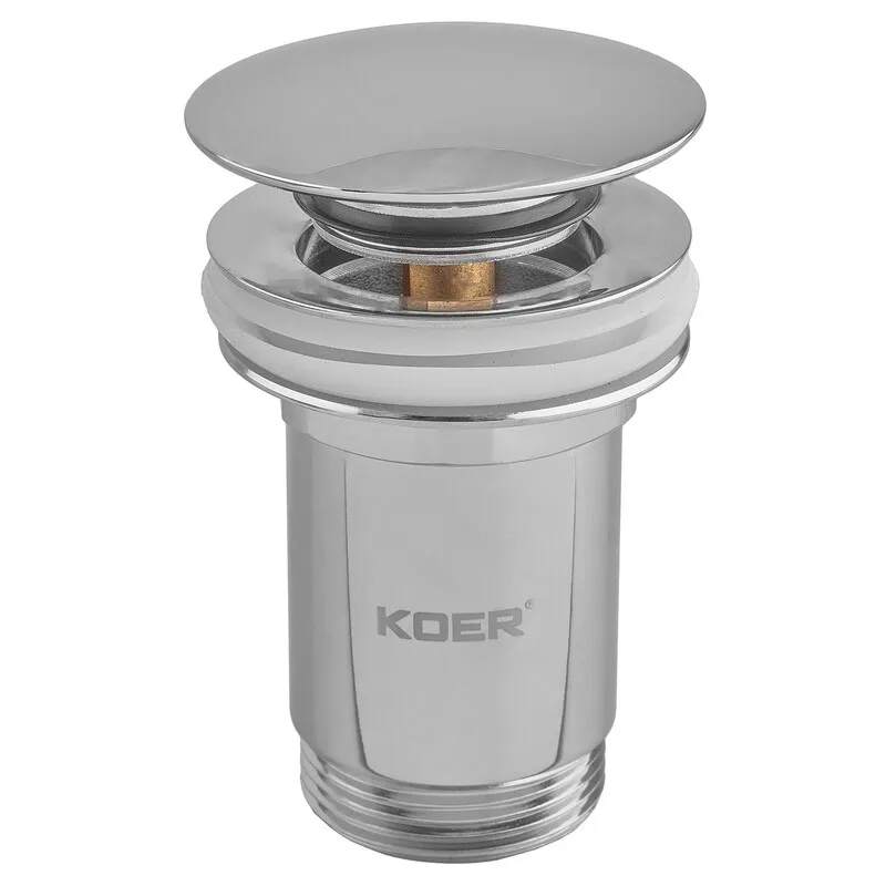 Донный клапан для раковины Koer PW-07-01 1 1/4'' с переливом автоматический СLICK-СLACK (Цвет хром) (KR5782) Киев - изображение 1