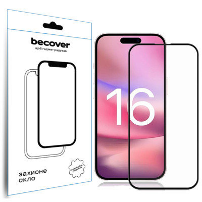 Скло захисне BeCover Apple iPhone 16 Black (712122) Вінниця - фото 1