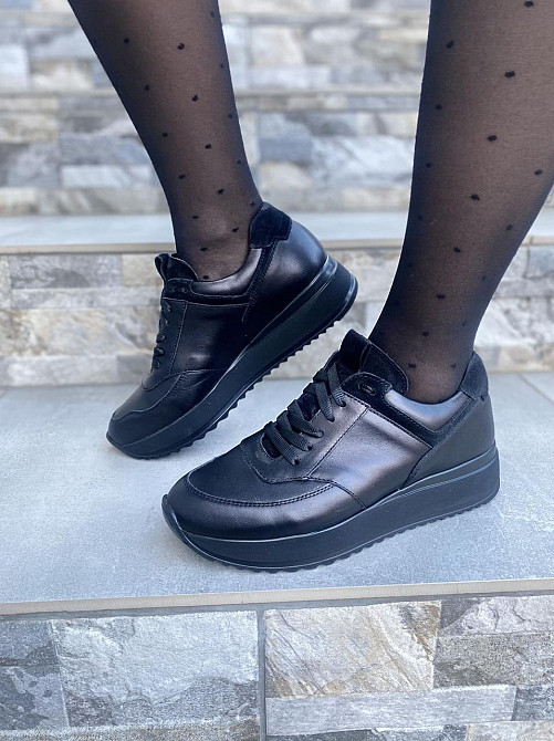 EMELI Кросівки жіночі EMELI 701/1 чорні (весна-осінь, шкіра+замша натуральна) (4122) Коломия - фото 7