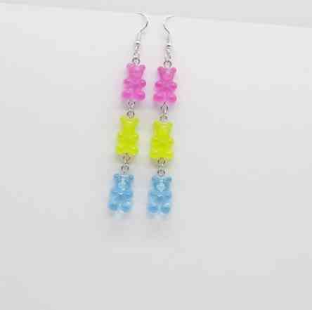 Детские серьги мишки, разноцветные - длина 8см, смола Киев