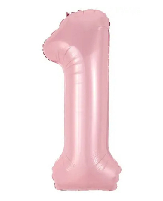 Цифра фольгирована 1 розовая  30
