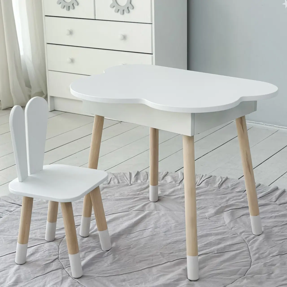 Дитячий столик Хмара з нішою та стільчиком Зайчик (Білий) Київ - фото 3