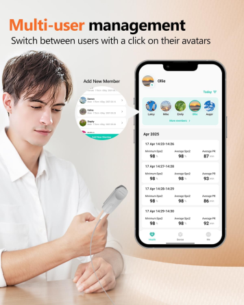 Пульсоксиметр акумуляторний на палець HealthTree JKS50F Bluetooth — Портативний оксиметр з OLED-дисплеєм та пам'яттю (НТ-JKS50F) Київ