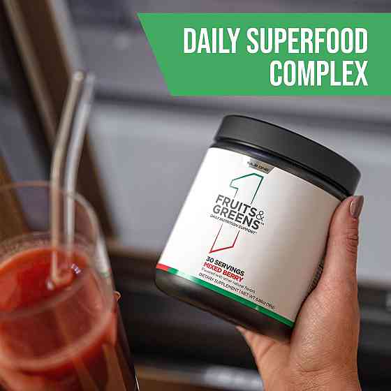 Комплекс зелених суперфудів та антиоксидантів Rule One Fruits & Greens + Antioxidants 195 gram (Mixed Berry) Луцьк