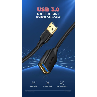 Дата кабель USB 3.0 AM/AF 2.0m US129 Black Ugreen (10373) Вінниця - фото 4