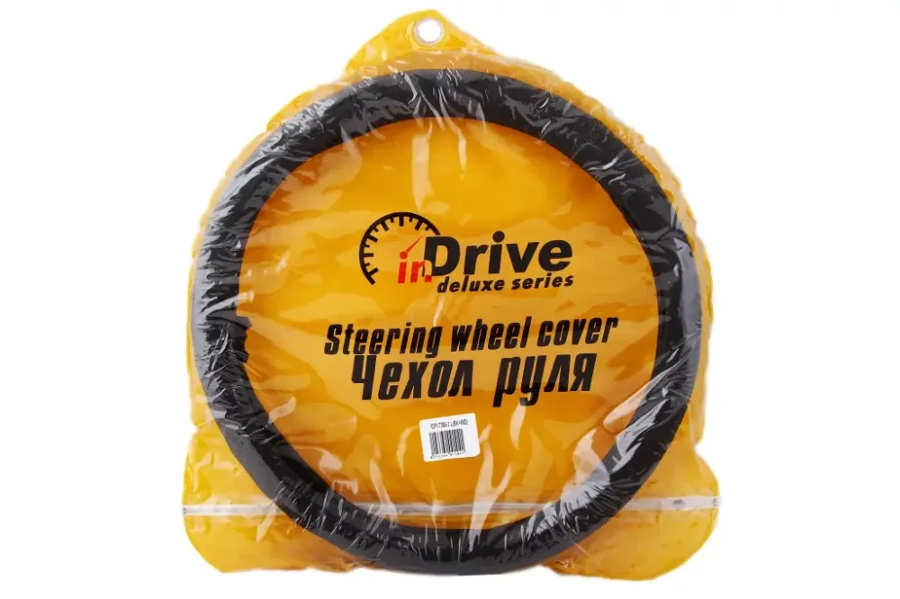 Оплетка на руль кожа L inDrive IDP-17380-2-L черный с вставкой под дерево (чехол на молнии) Винница - изображение 2
