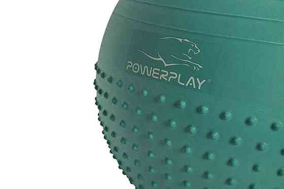 М'яч для фітнесу (фітбол) напівмасажний PowerPlay 4003 Ø65 cm Gymball Зелений + помпа Кам'янське