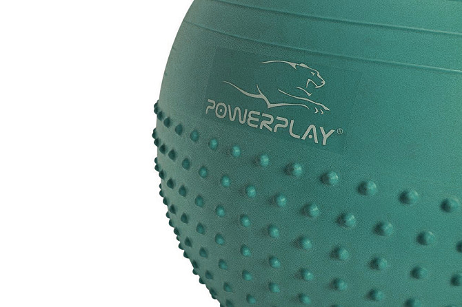 М'яч для фітнесу (фітбол) напівмасажний PowerPlay 4003 Ø65 cm Gymball Зелений + помпа Кам'янське - фото 2