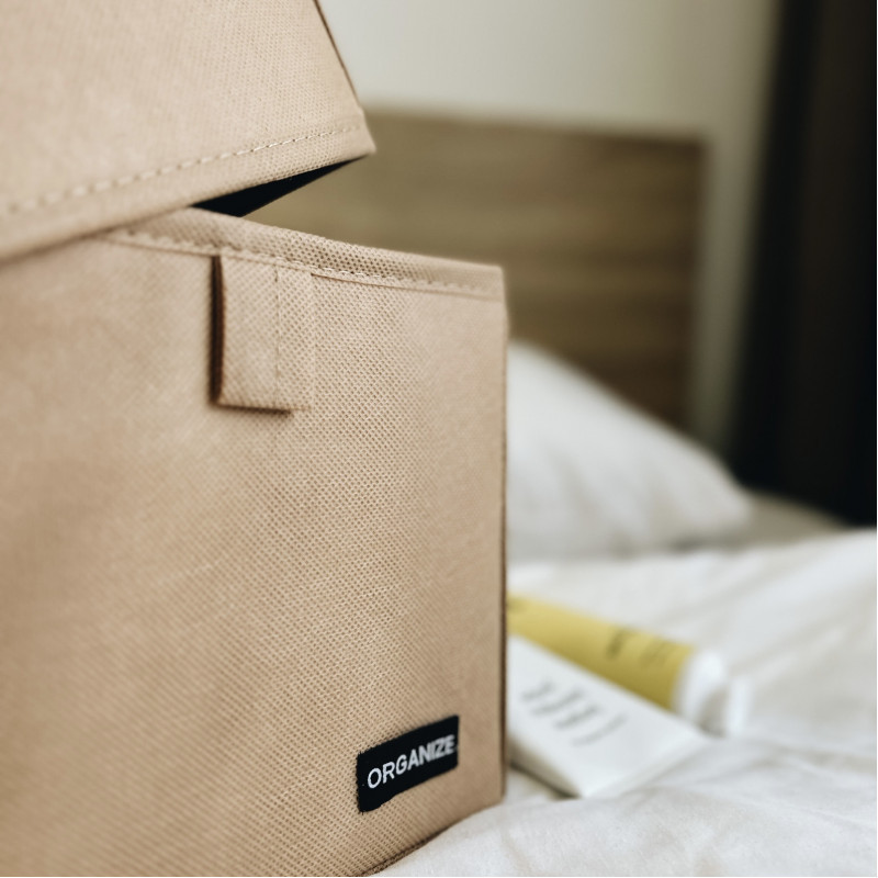 Органайзер коробка для дрібниць XS з кришкою 17х17х16 см (Бежевий) Суми - фото 3